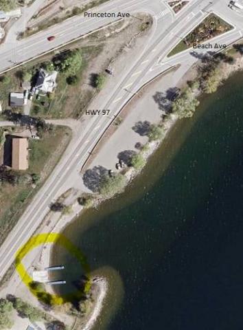 Area map of Princeton Avenue boat launch area. The Boat launch location is highlighted in yellow.